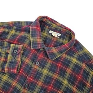 Carbon2Cobalt Men's Sz L Plaid Flannel Shirt Button Up LS Red Yellow Blue Casual